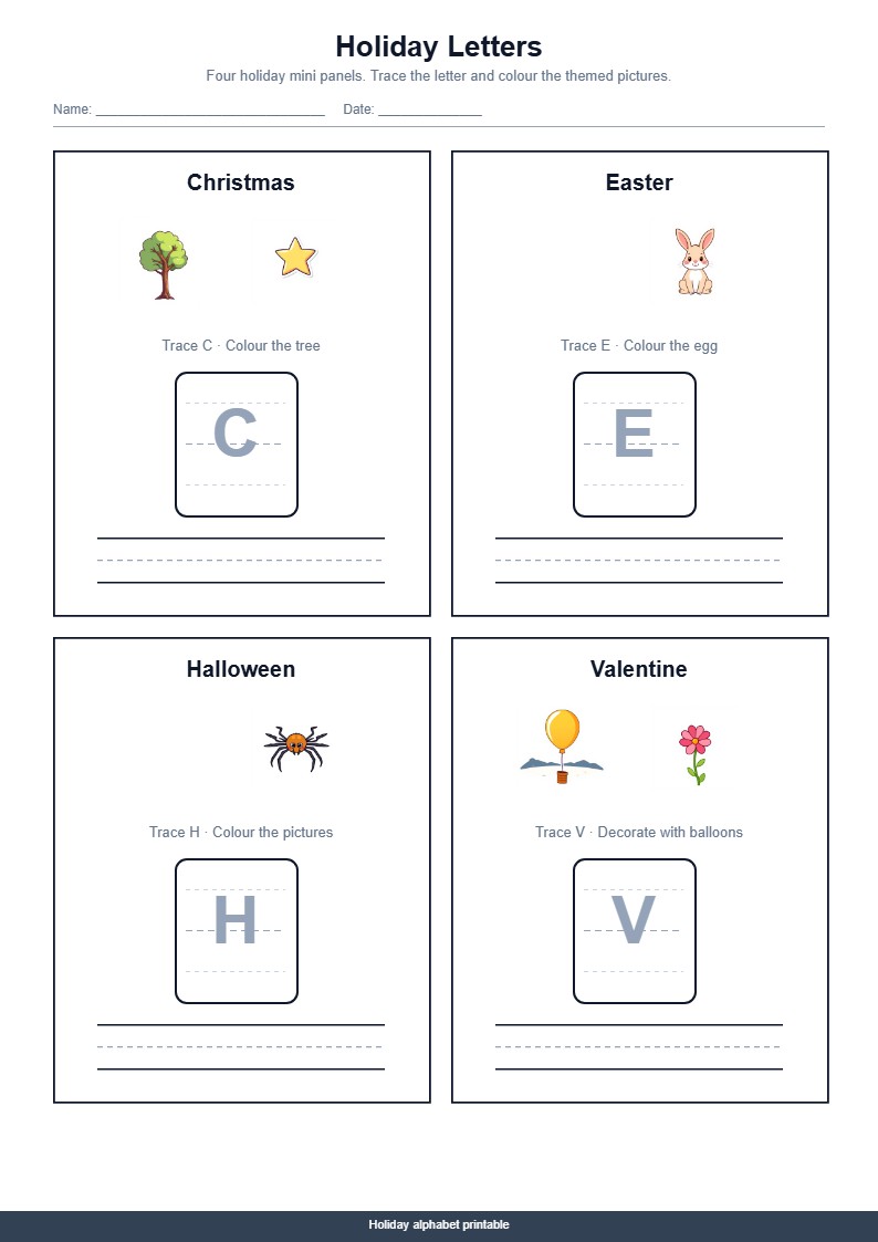 Holiday Letters Worksheet