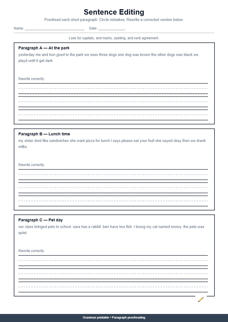 Sentence Editing / Proofreading Worksheet