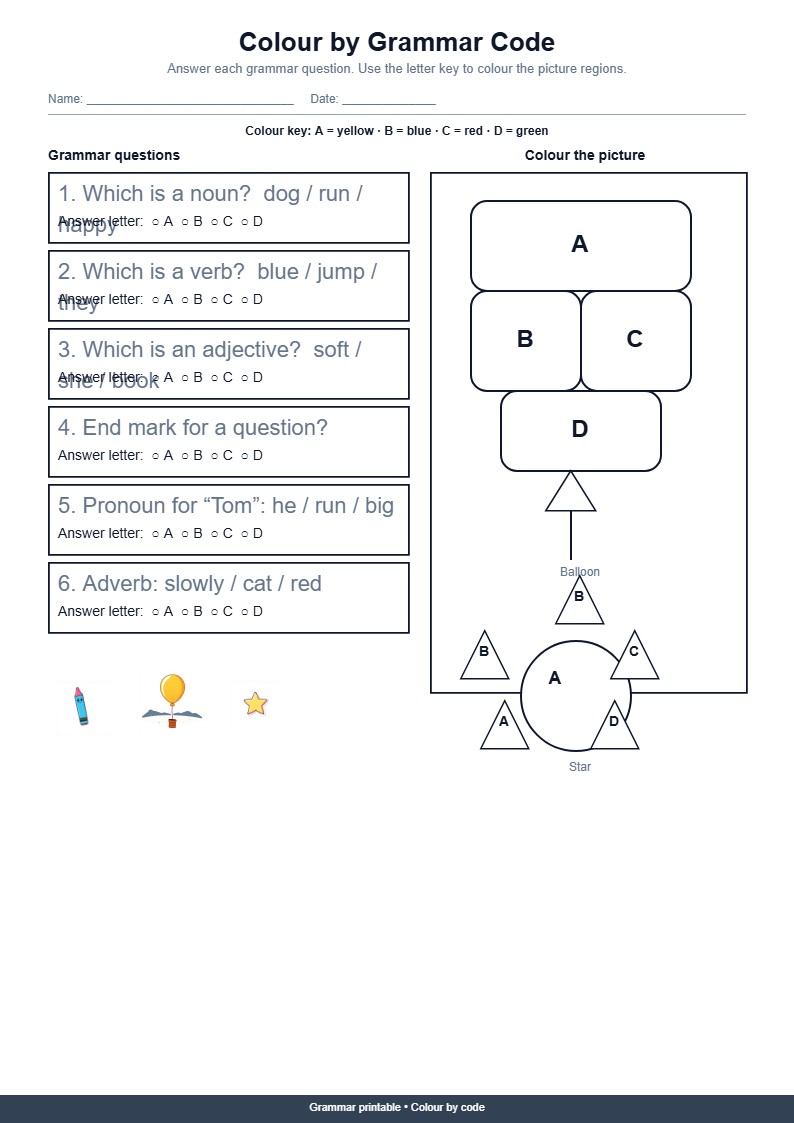 Colour by Grammar Code Worksheet