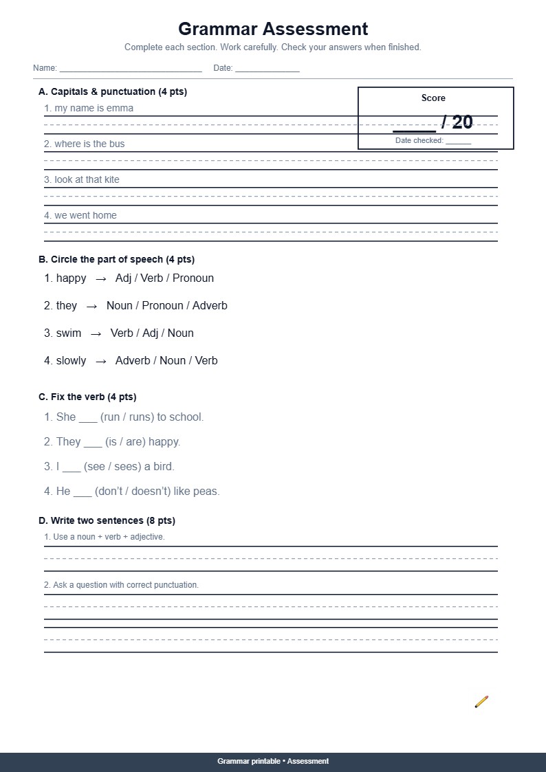 Grammar Assessment Worksheet