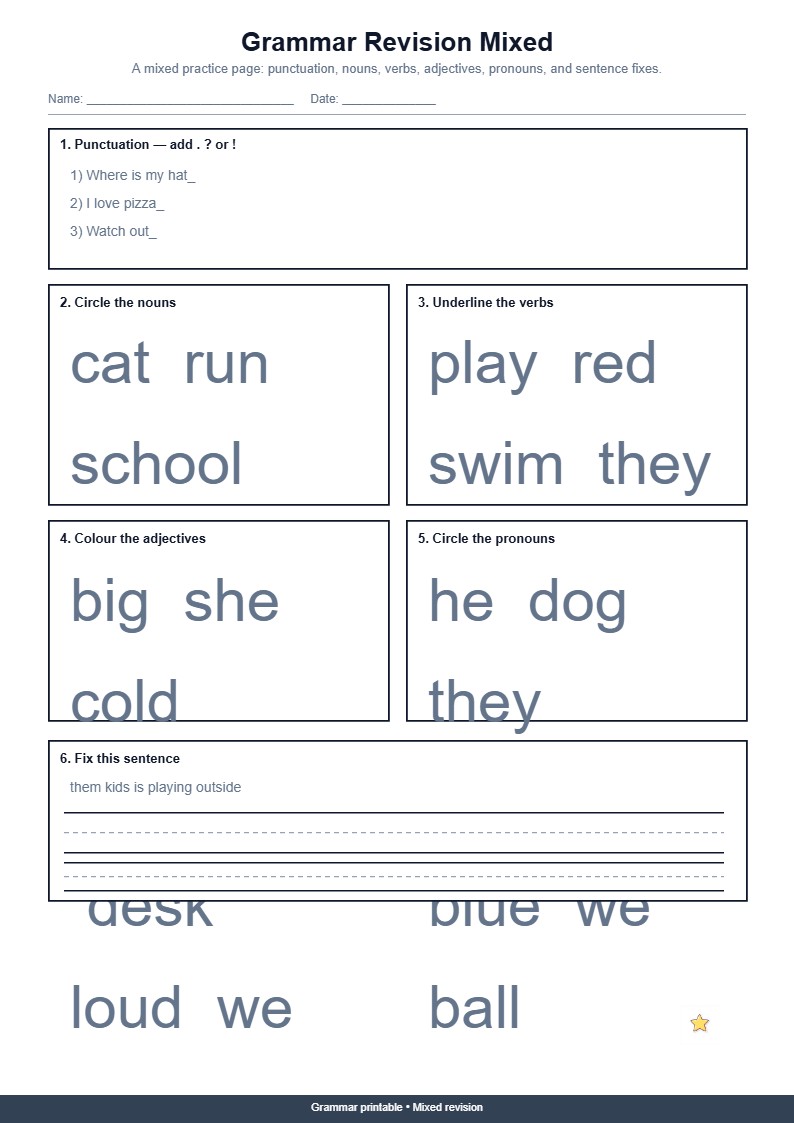Grammar Mixed Revision Worksheet