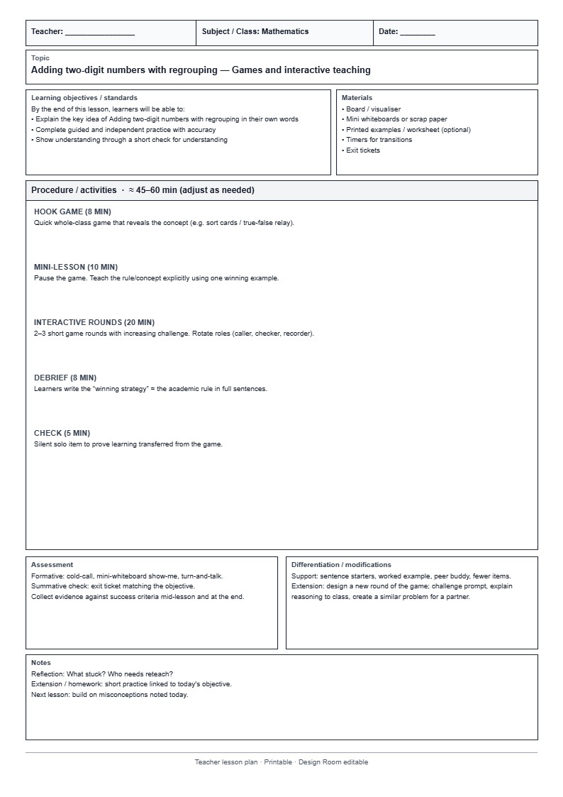 Lesson Plan 02: Games and interactive teaching