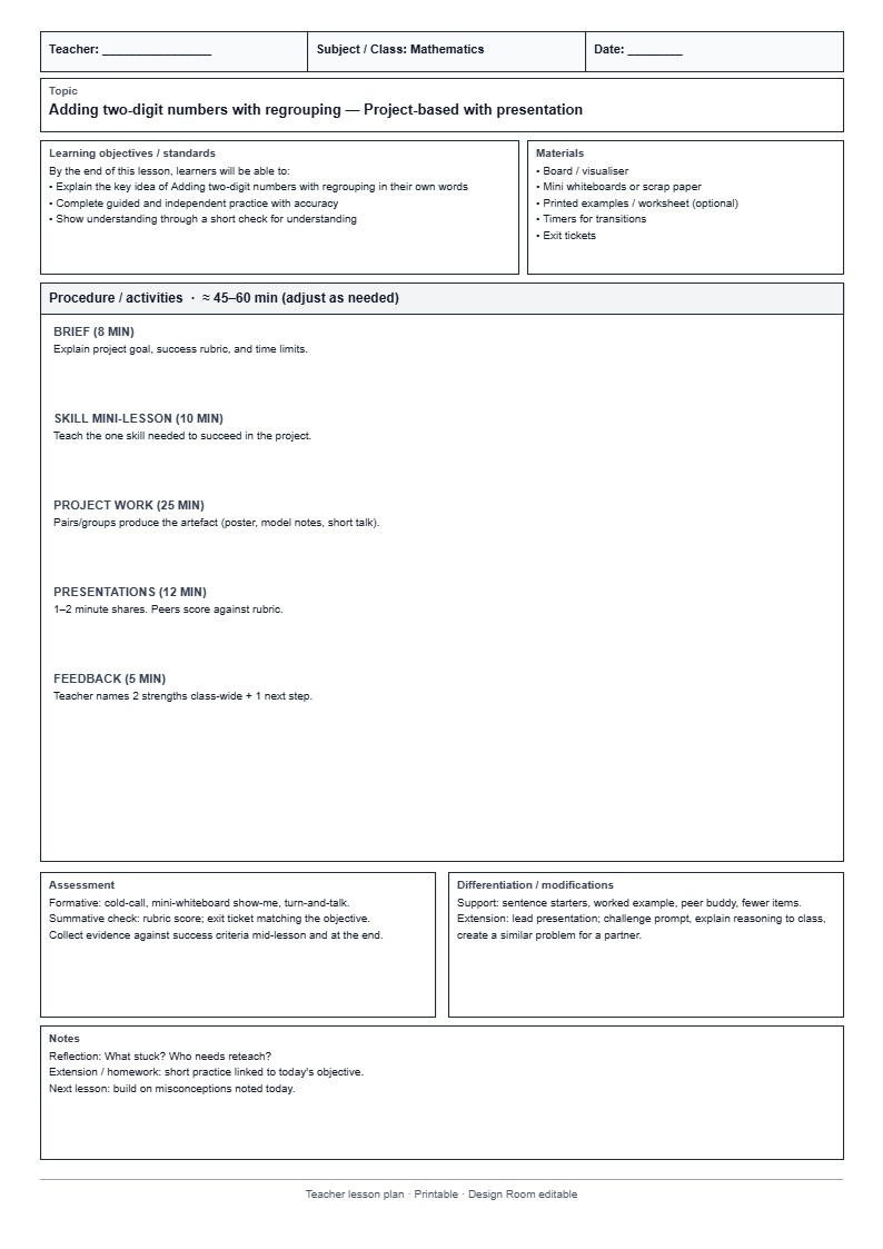 Lesson Plan 12: Project-based with presentation