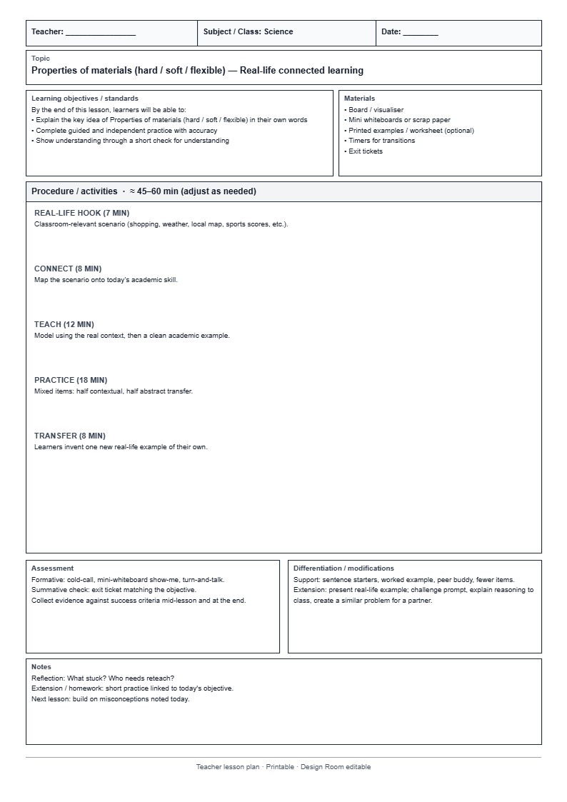 Lesson Plan 13: Real-life connected learning