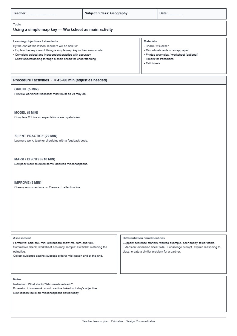 Lesson Plan 20: Worksheet as main activity