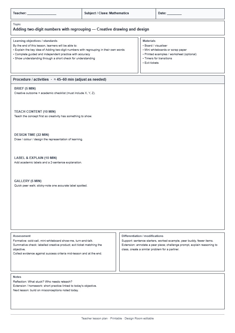 Lesson Plan 22: Creative drawing and design
