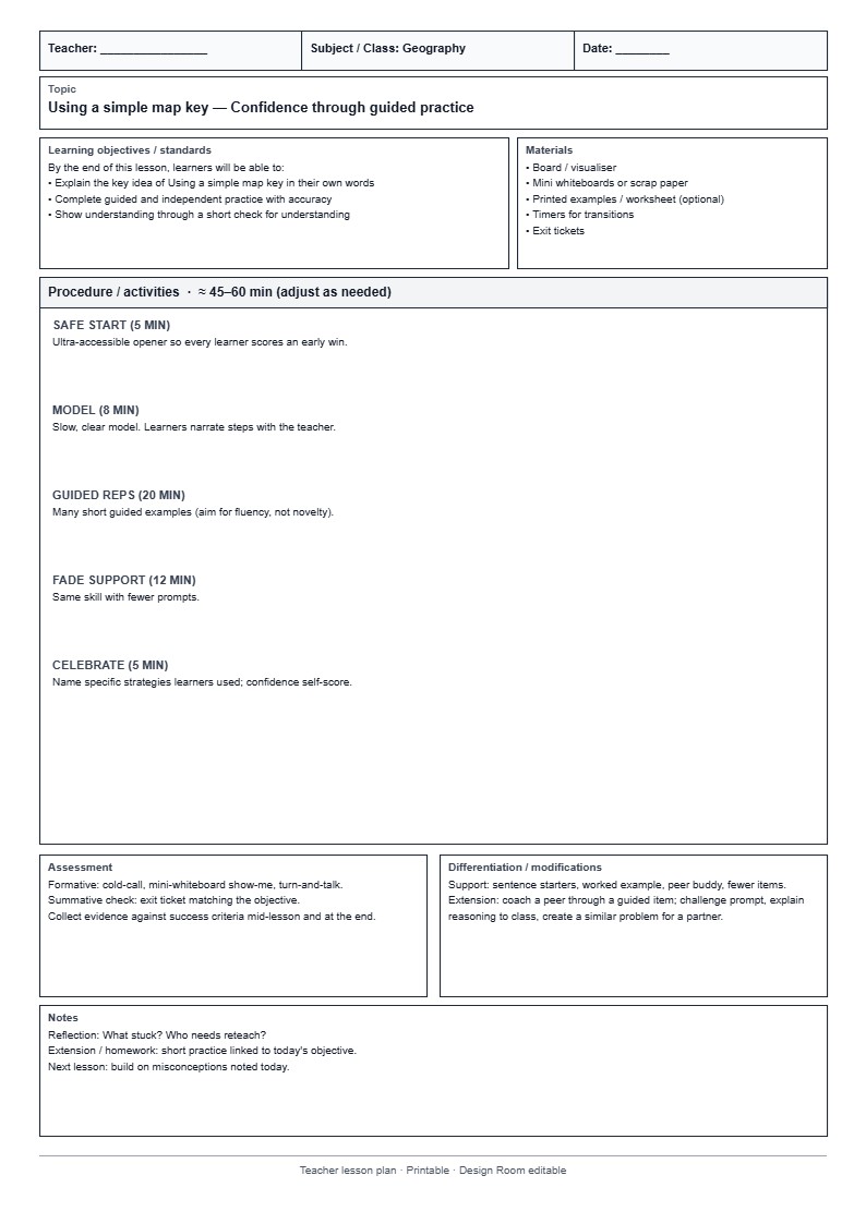 Lesson Plan 25: Confidence through guided practice