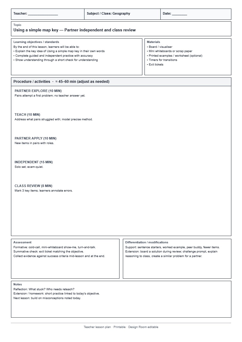 Lesson Plan 30: Partner independent and class review