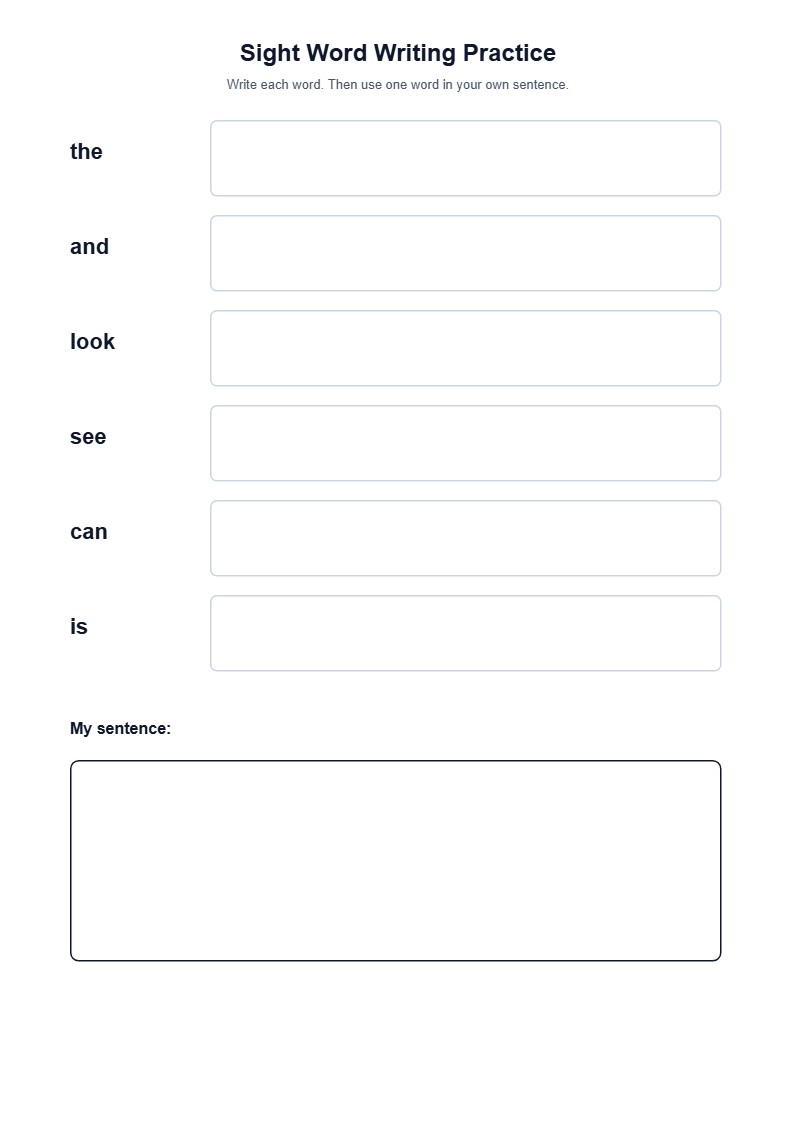 Sight Word Writing Practice — free printable template preview