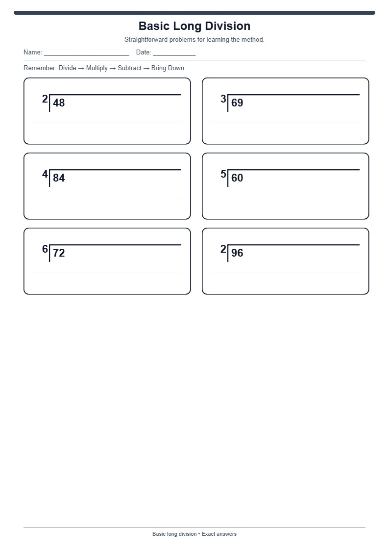 Basic Long Division Worksheet