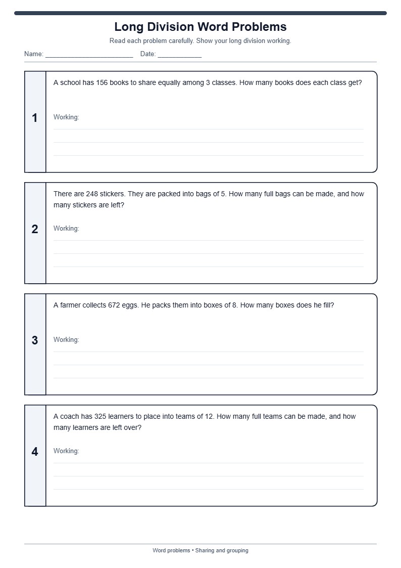Long Division Word Problems