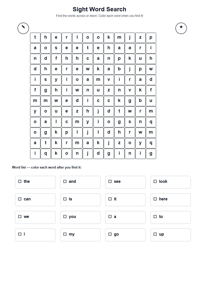 Sight Word Search