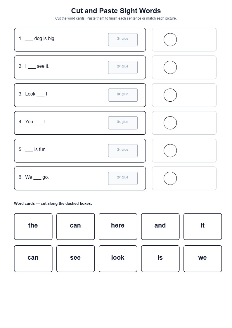 Cut and Paste Sight Words