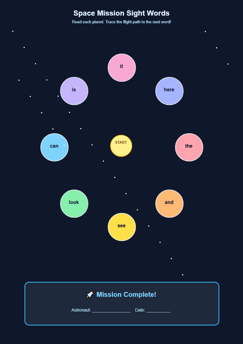 Space Mission Sight Words
