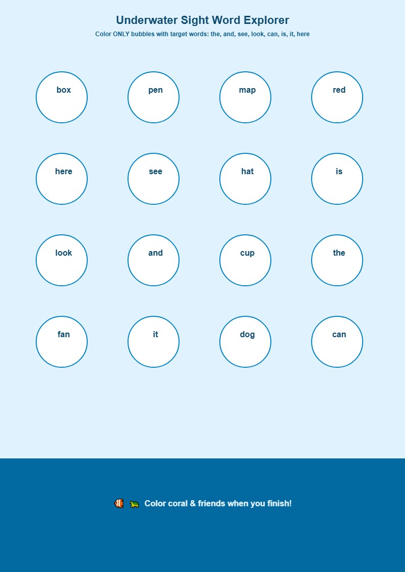 Underwater Sight Word Explorer