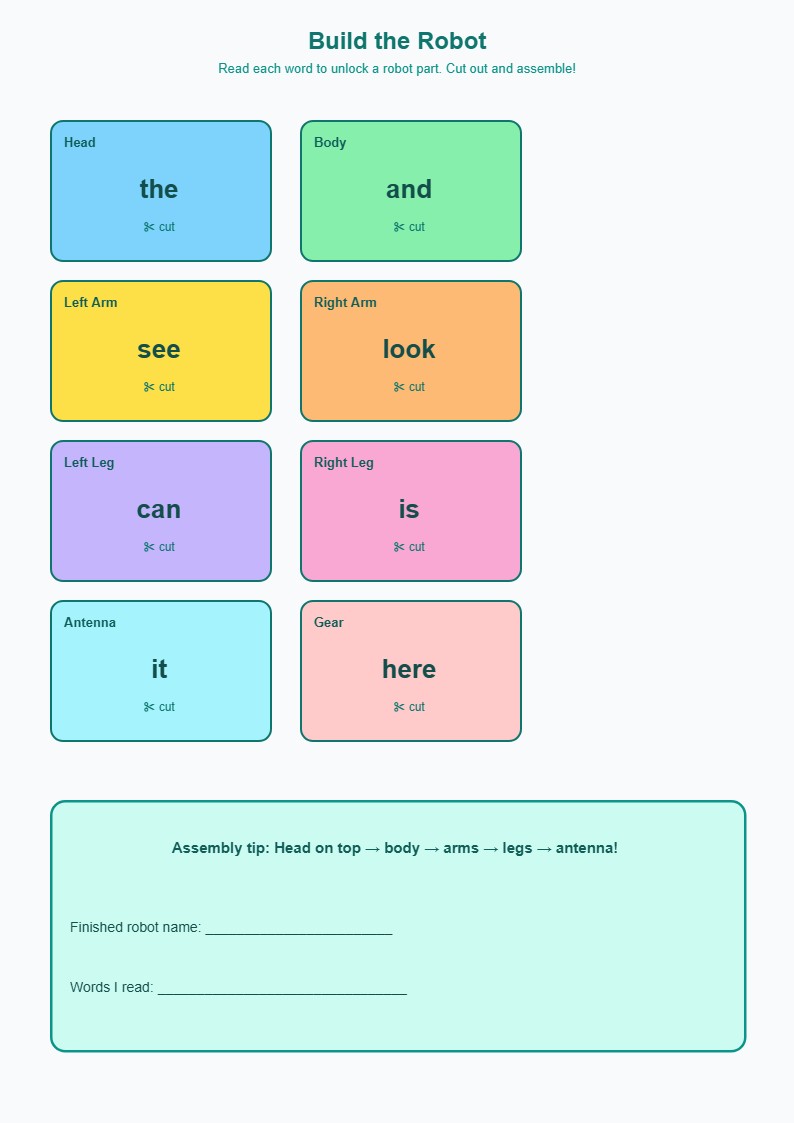 Build the Robot (Sight Words)