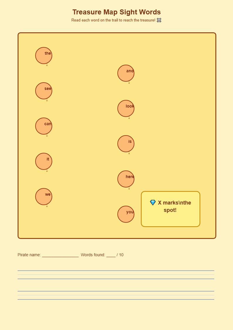 Treasure Map Sight Words