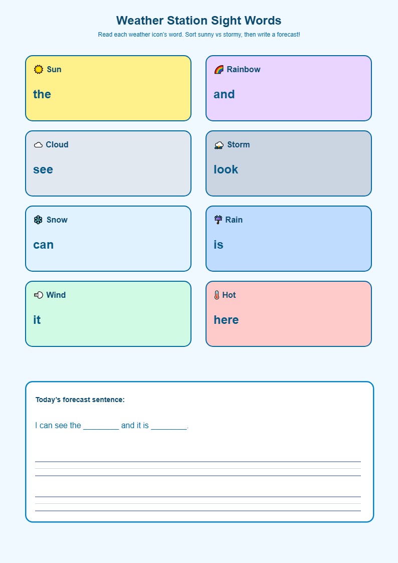 Weather Station Sight Words
