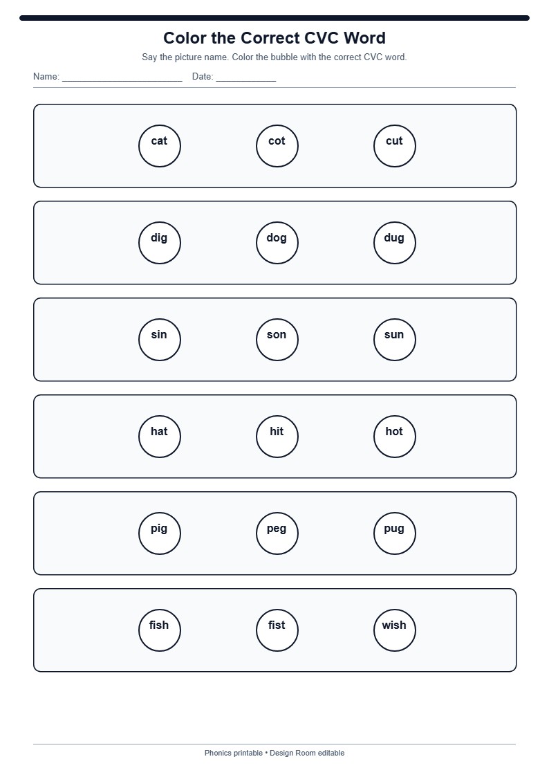 Color the Correct CVC Word