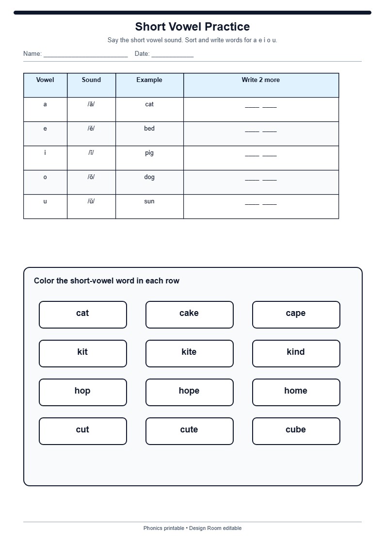 Short Vowel Practice