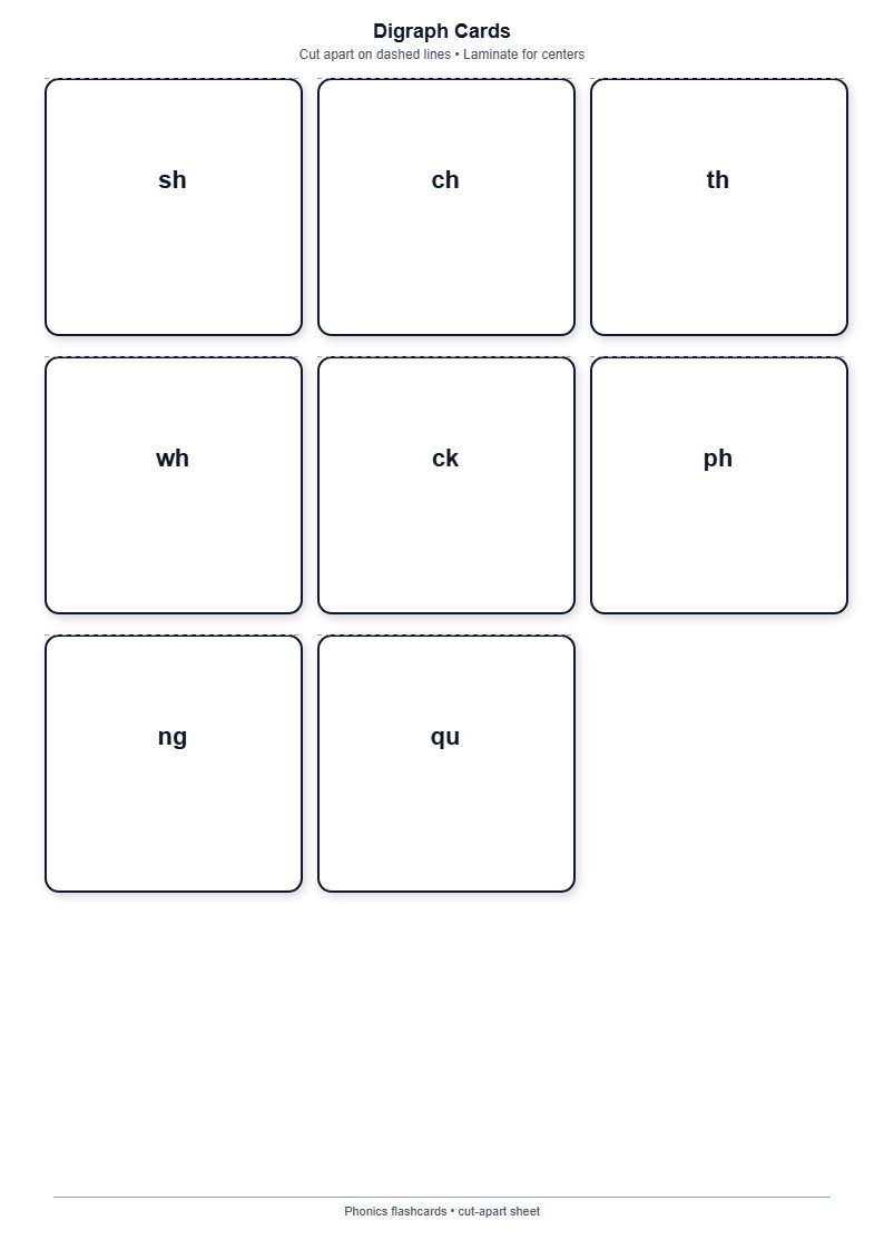 Digraph Cards — free printable template preview