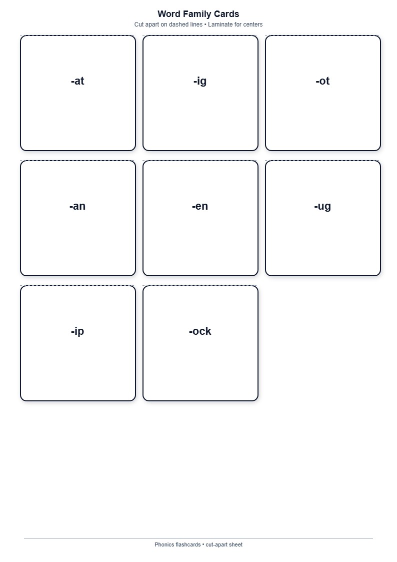 Word Family Cards — free printable template preview
