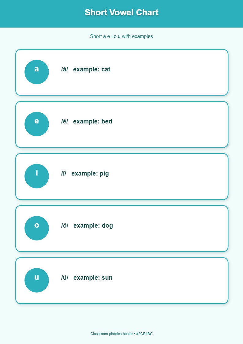Short Vowel Chart