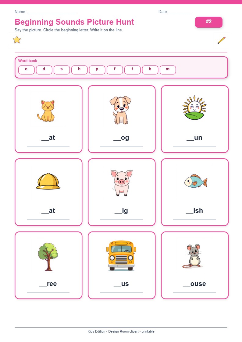 Beginning Sounds Picture Hunt