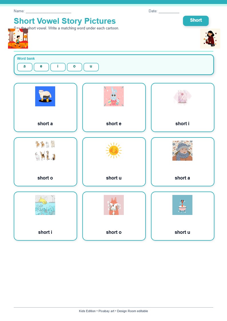 Short Vowel Story Pictures