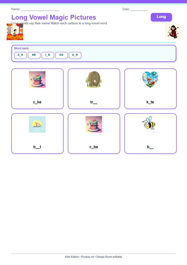 Long Vowel Magic Pictures