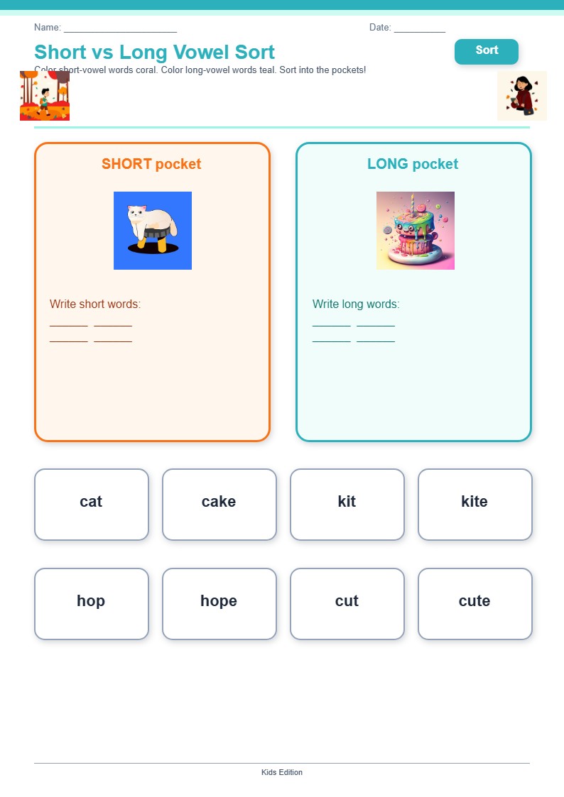 Short vs Long Vowel Sort