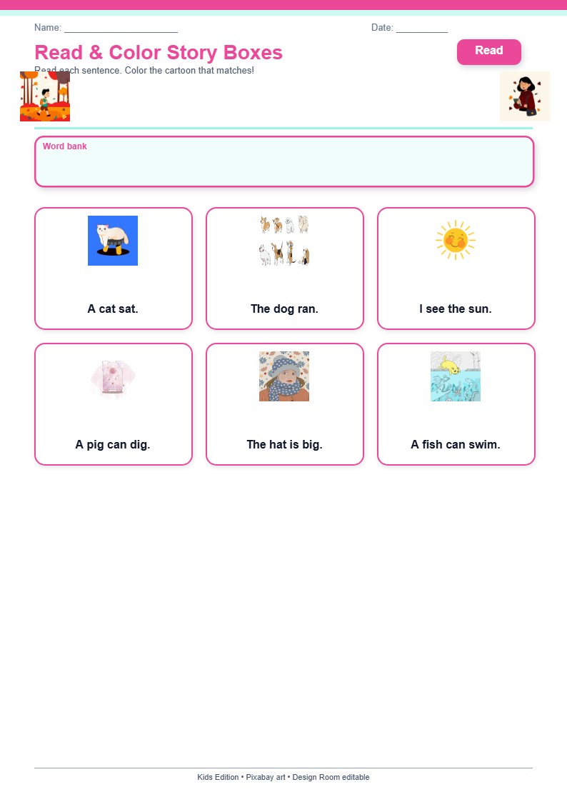 Read & Color Story Boxes