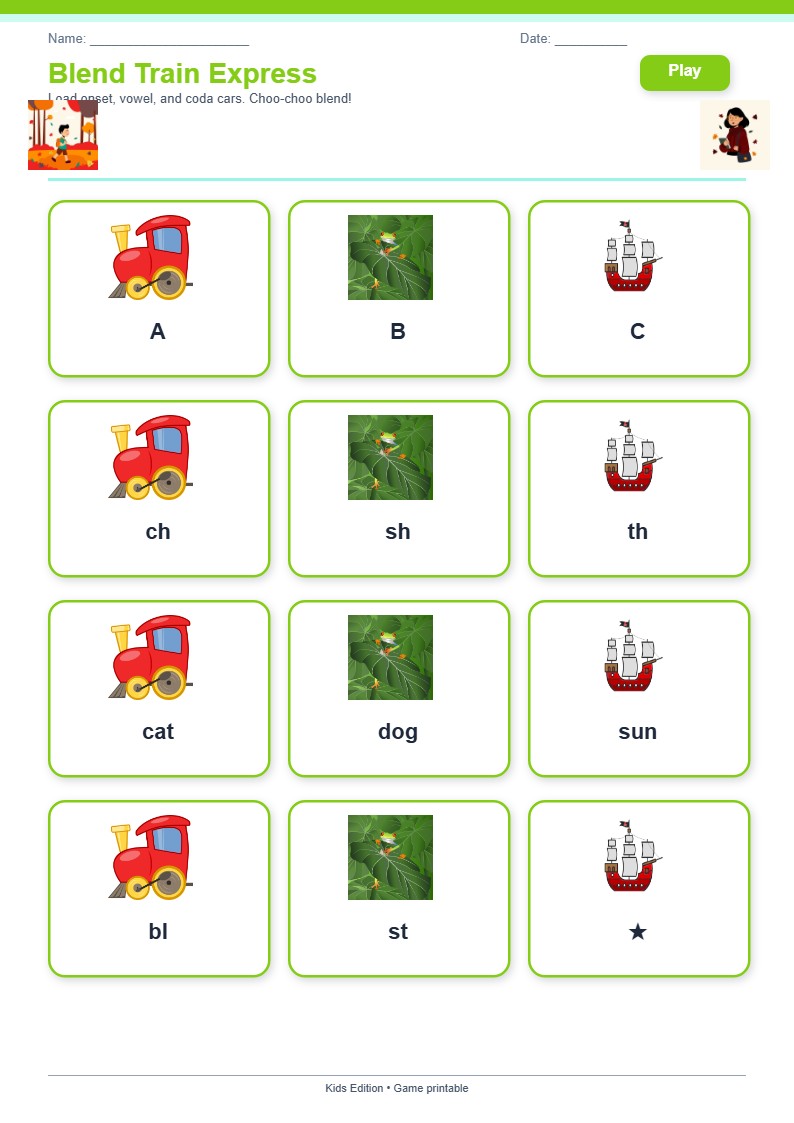 Blend Train Express — free printable template preview