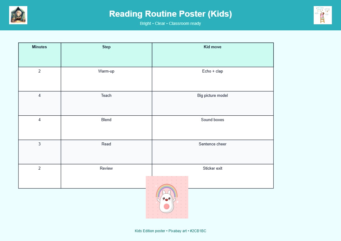 Reading Routine Poster (Kids)