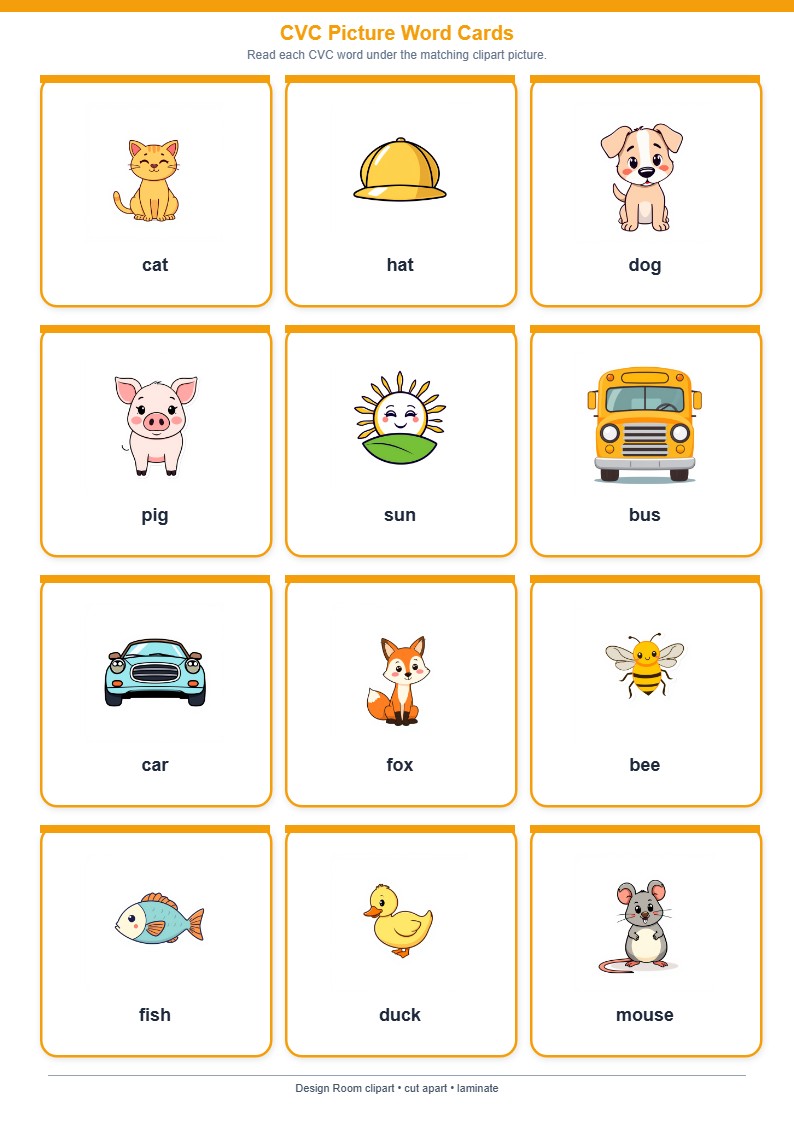 CVC Picture Word Cards