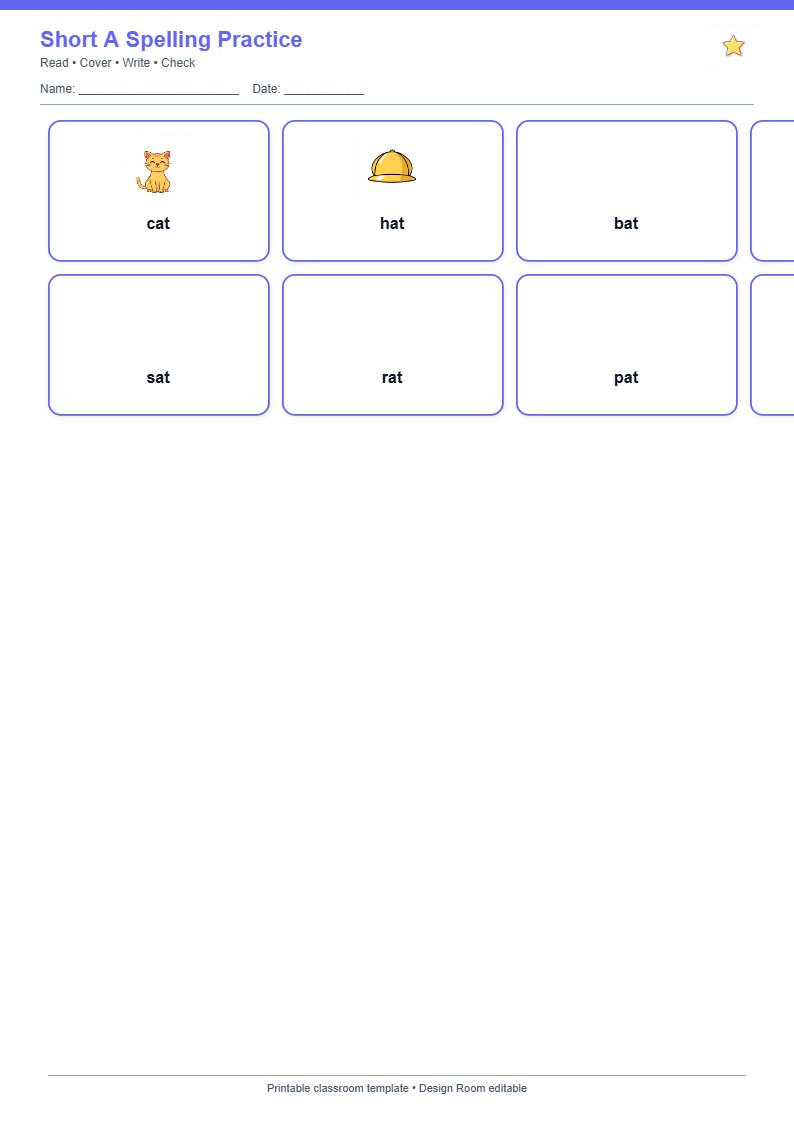 Short A Spelling Grid