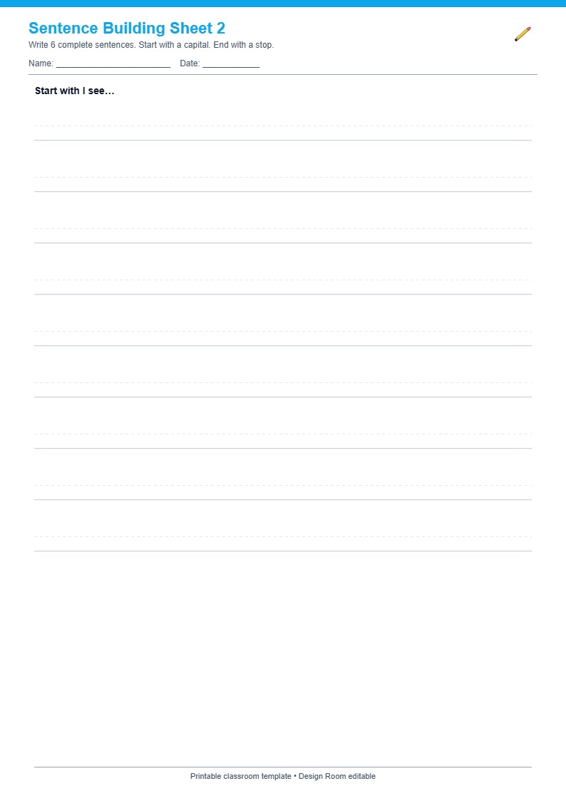 Sentence Building Sheet 2