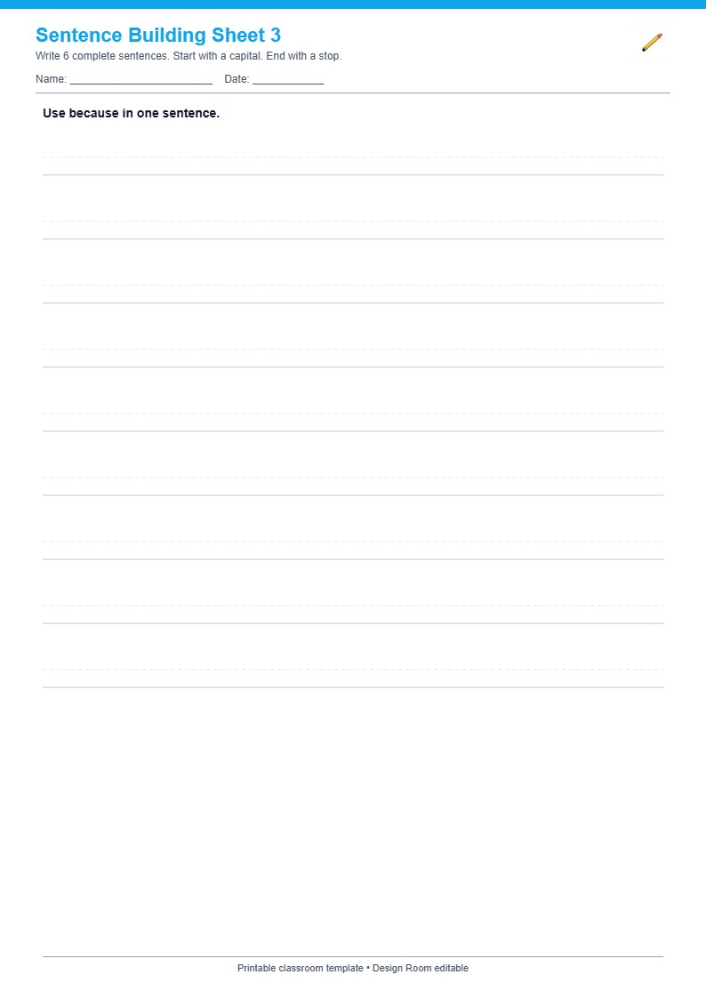Sentence Building Sheet 3