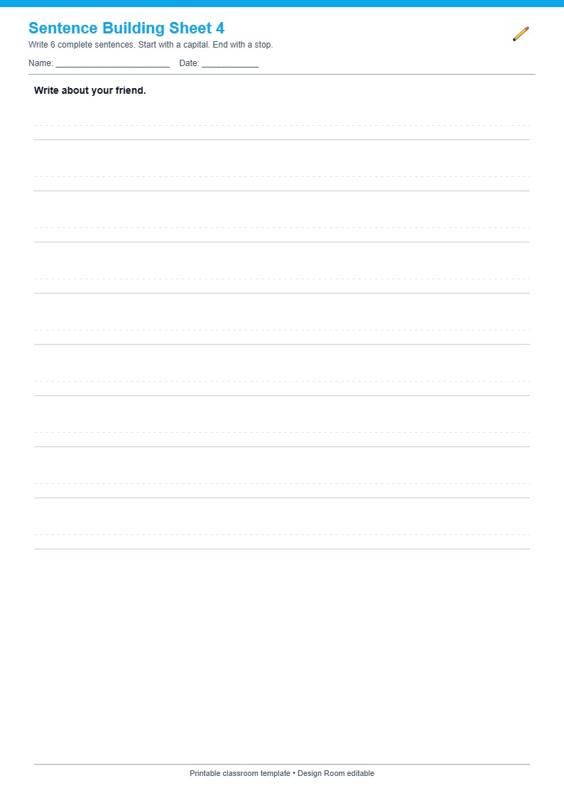 Sentence Building Sheet 4