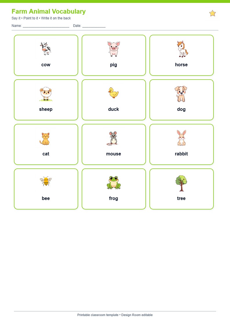 Farm Animal Vocabulary