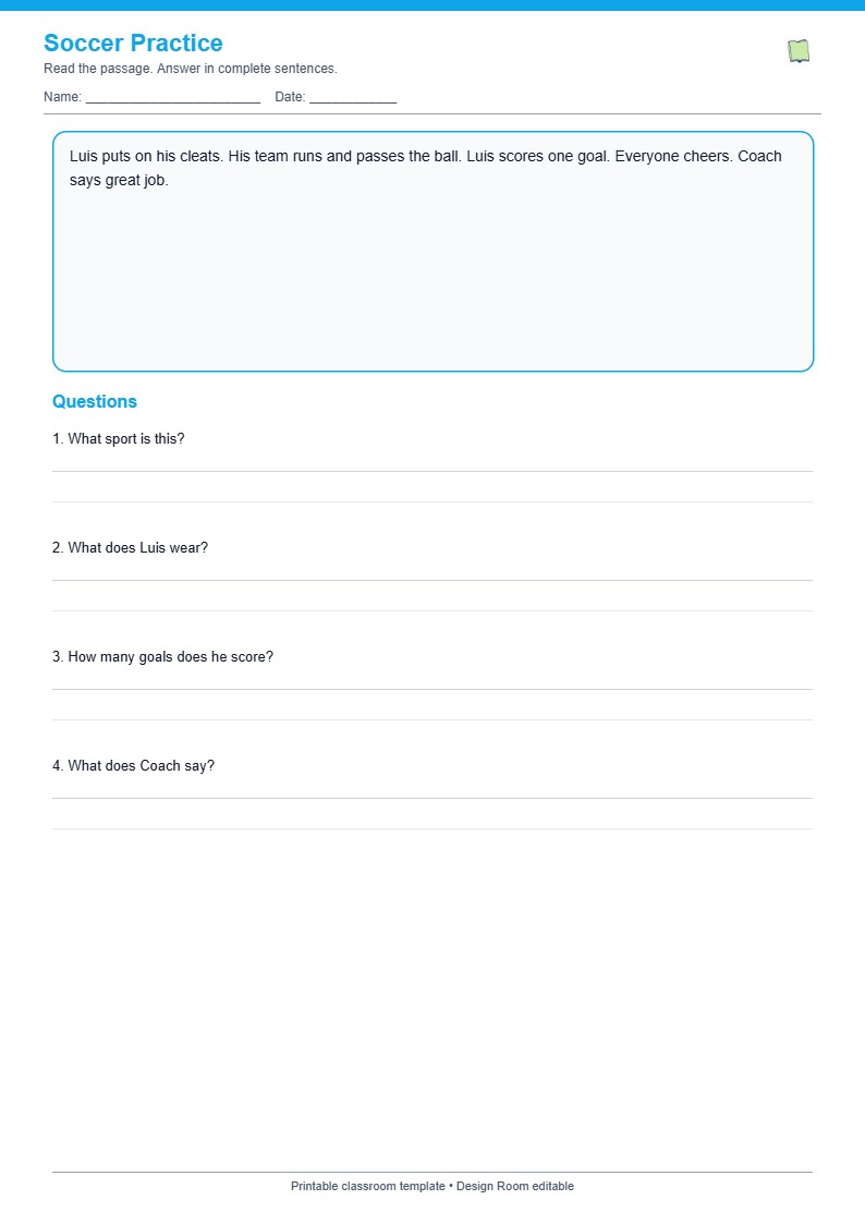 Soccer Practice — Comprehension