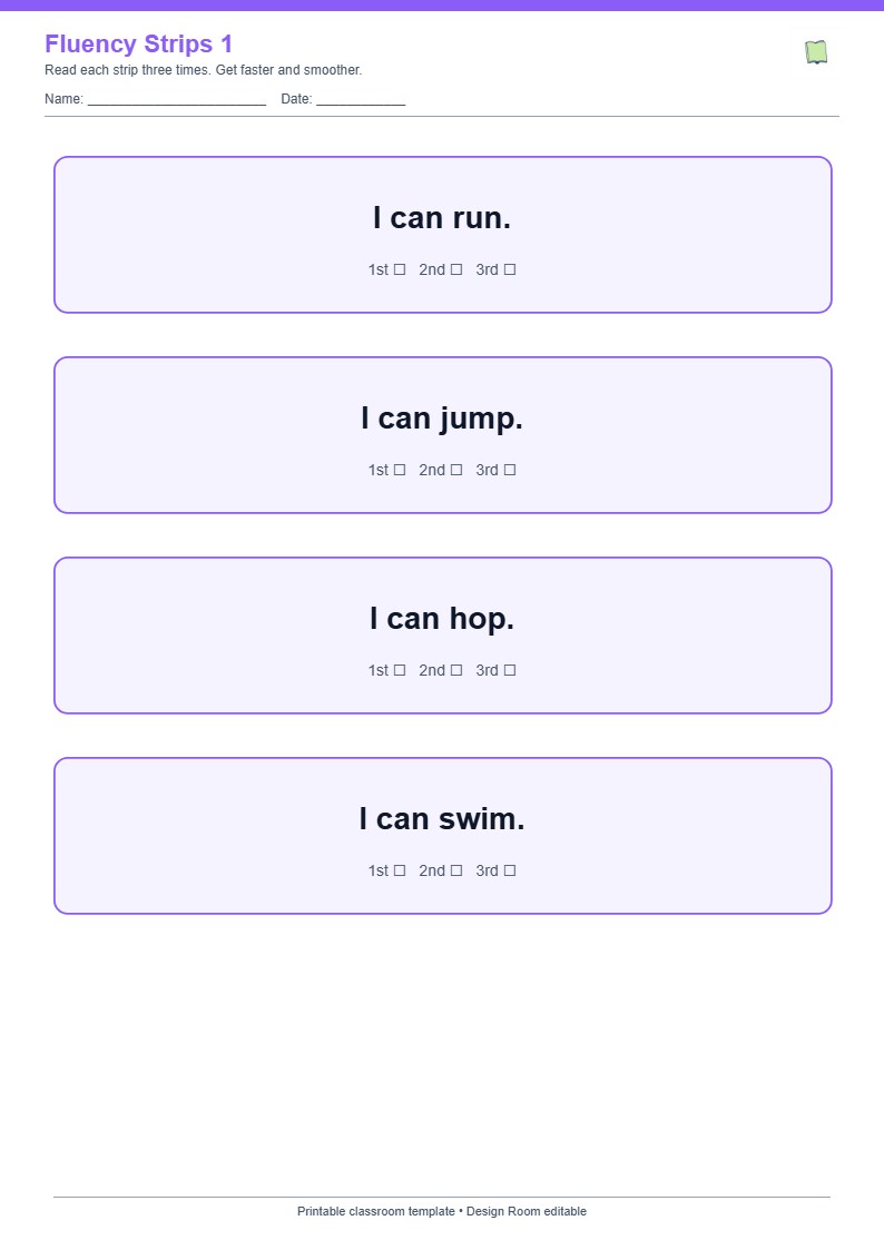 Reading Fluency Strips 1