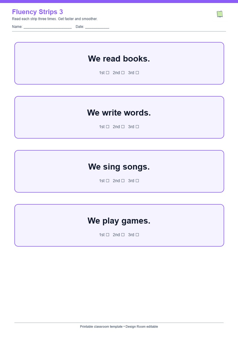 Reading Fluency Strips 3