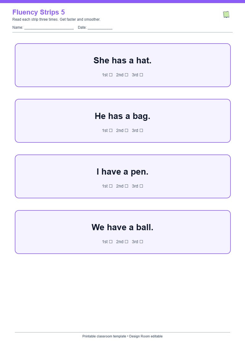 Reading Fluency Strips 5