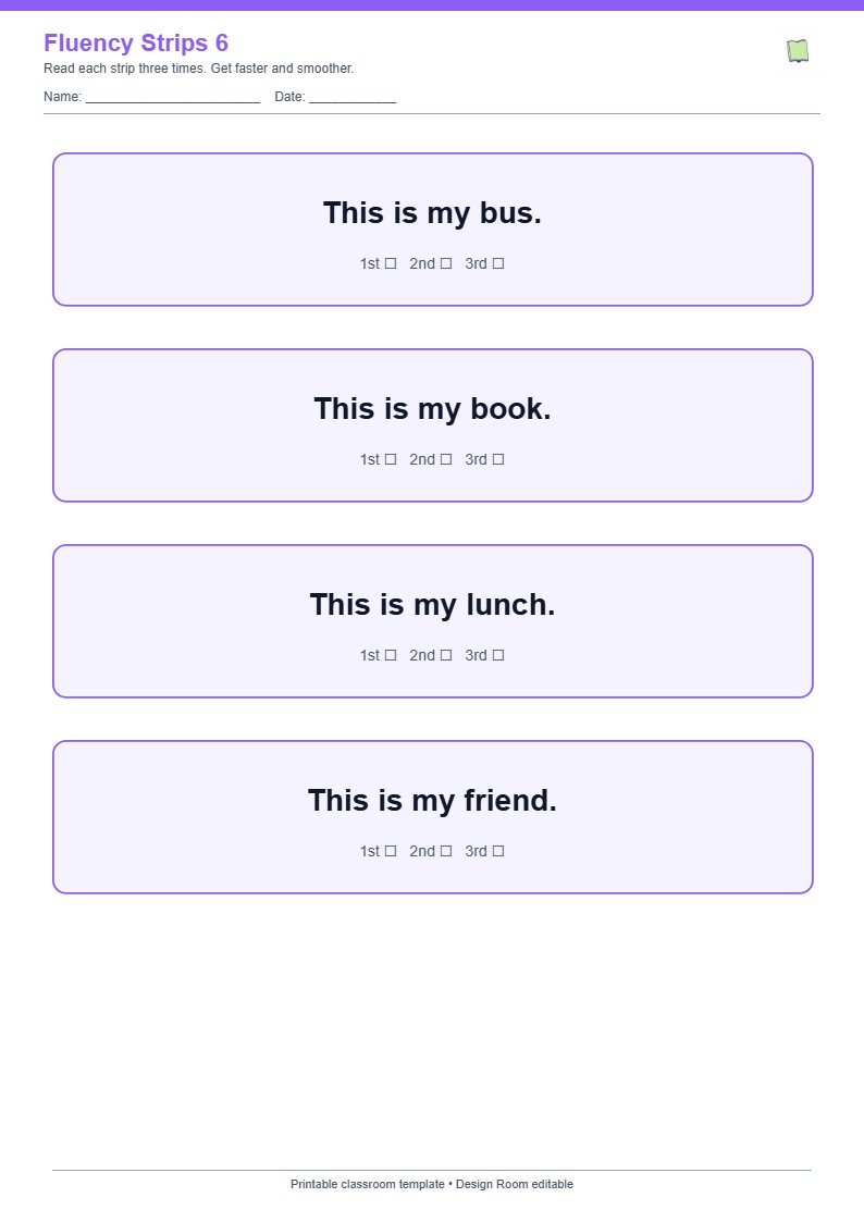 Reading Fluency Strips 6