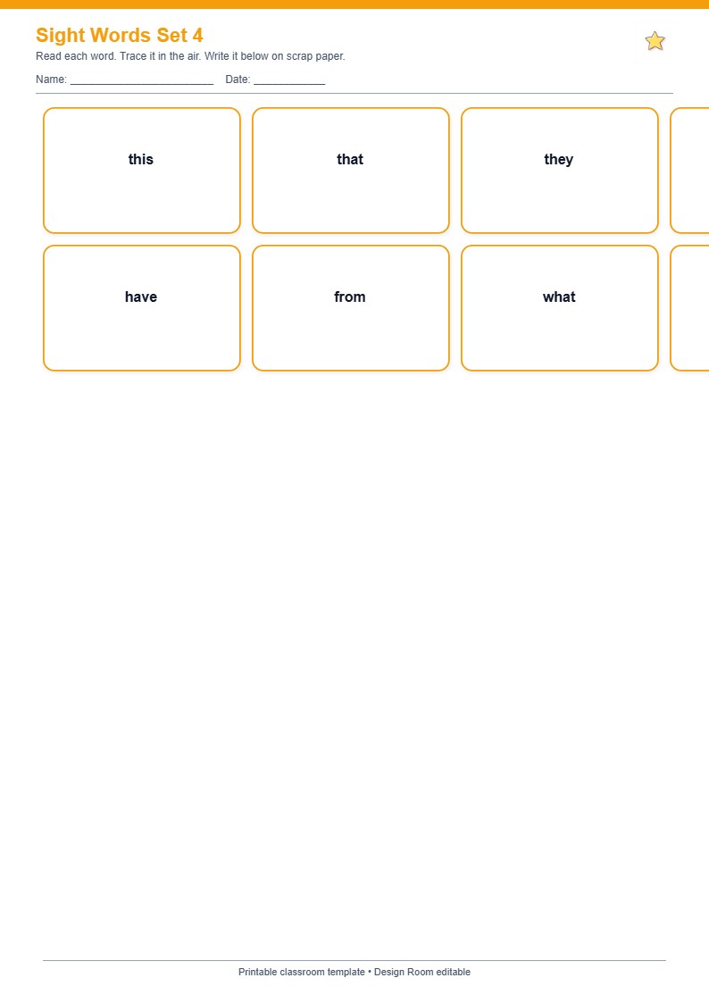 Sight Words Practice Grid 4