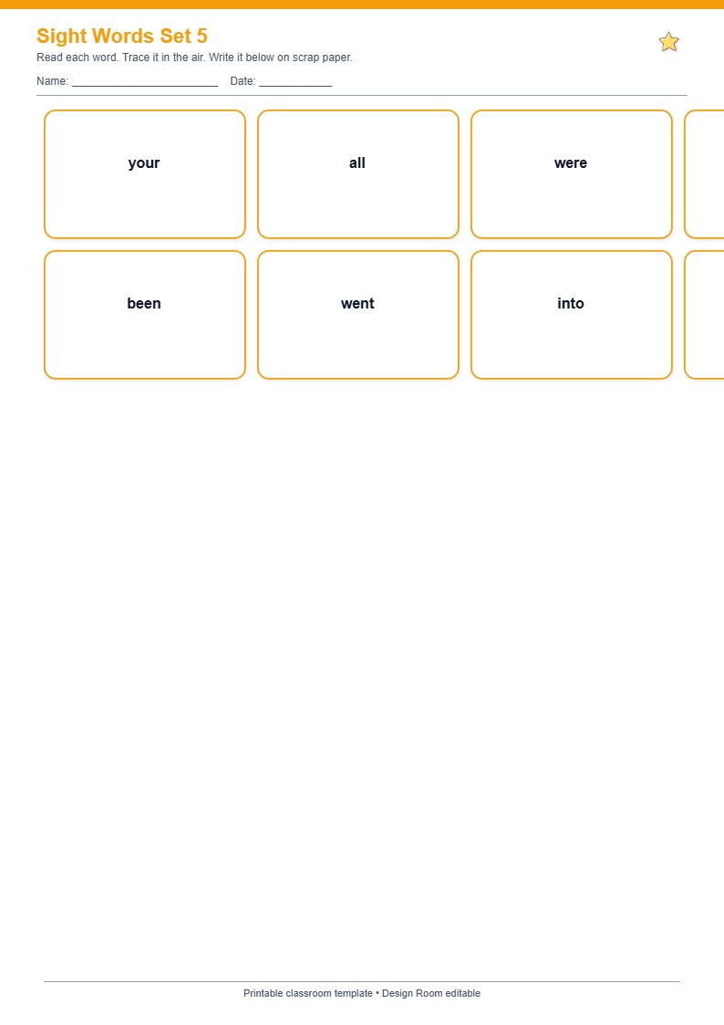 Sight Words Practice Grid 5