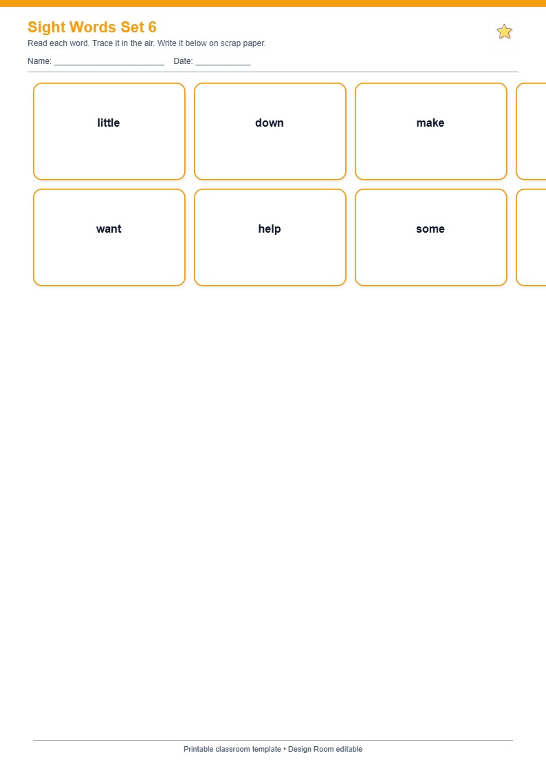 Sight Words Practice Grid 6