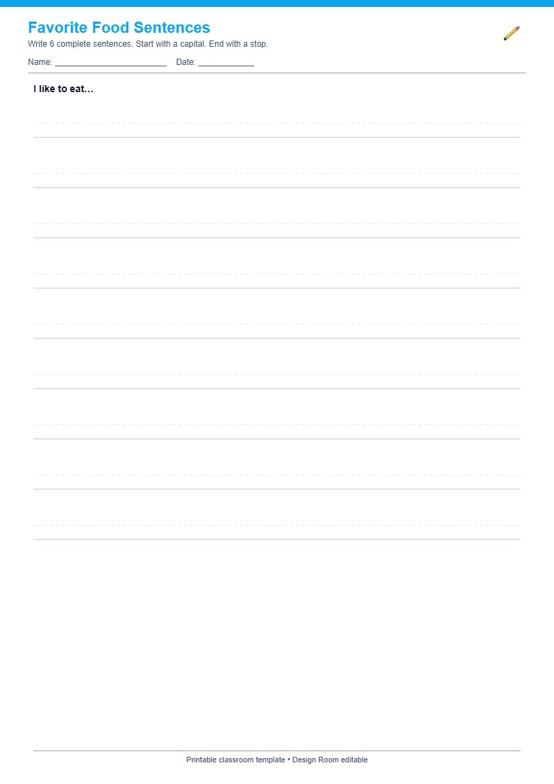 Favorite Food Sentences