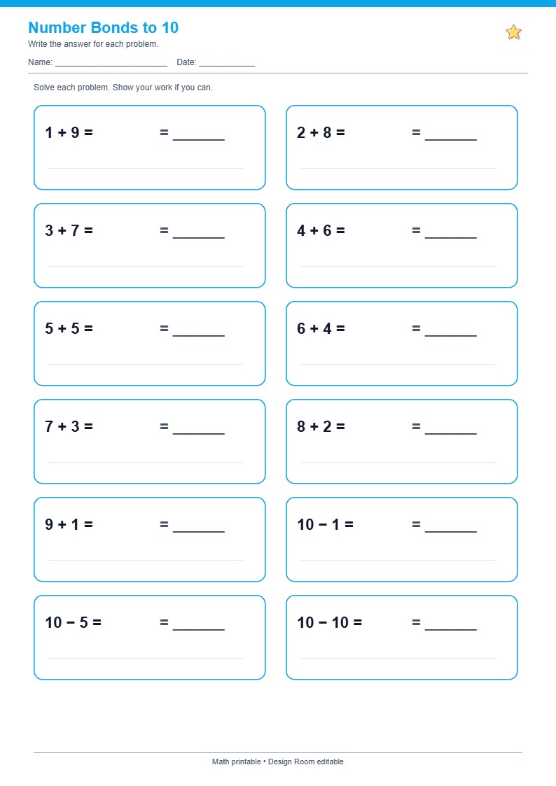 Number Bonds to 10